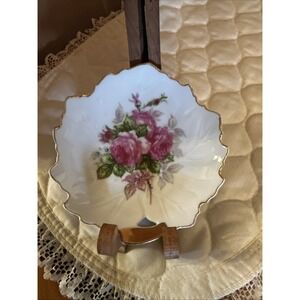 Antique Fraureuth Dresden Gilded Small Floral Trinket‎ Dish